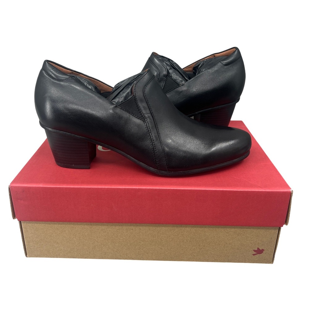 Cobb Hill Winny Comfort Shootie Womens 11 Black Leather Block Heel Ankle‎ Boot